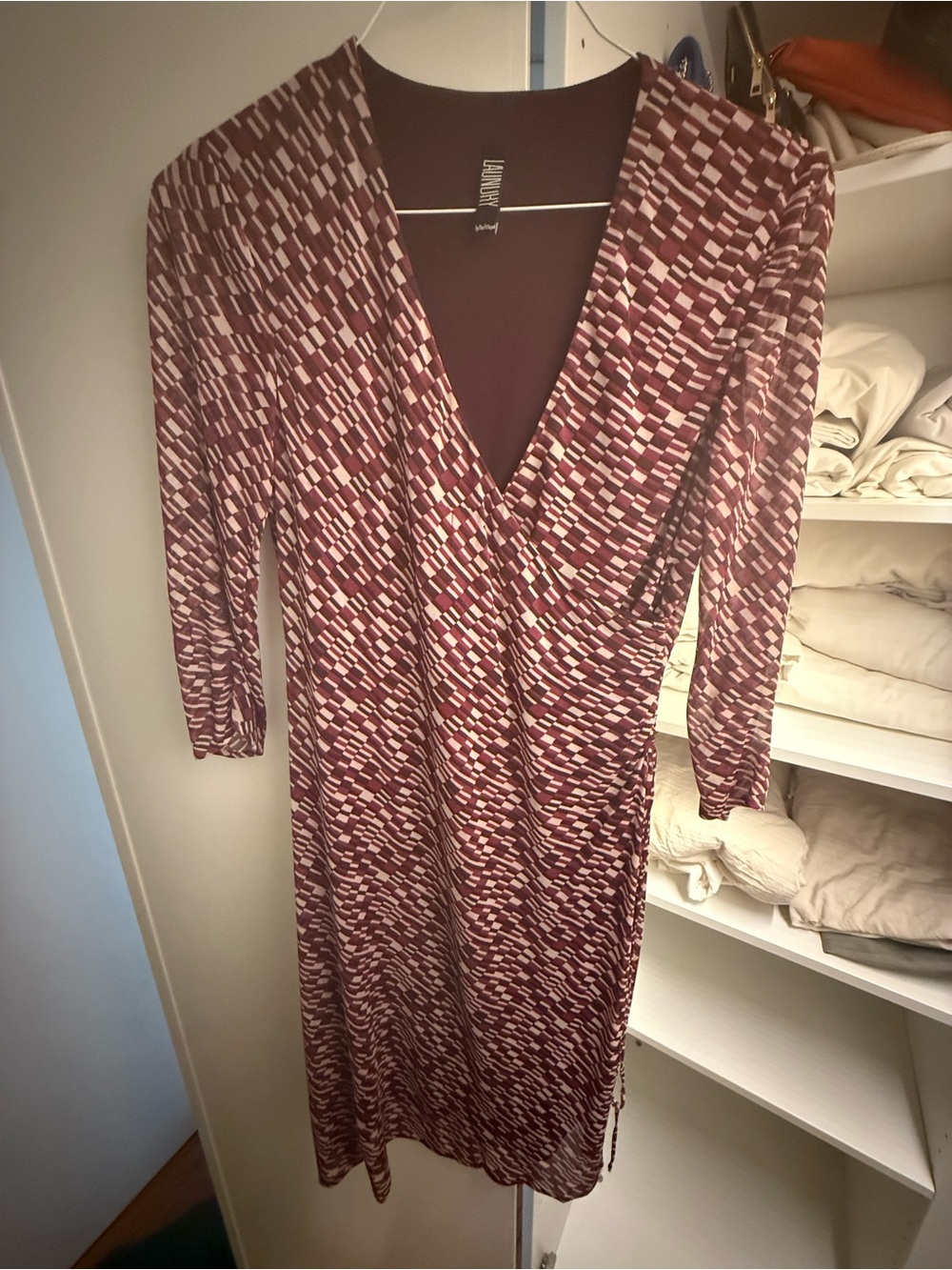 Purple / Burgundy Print Wrap Dress